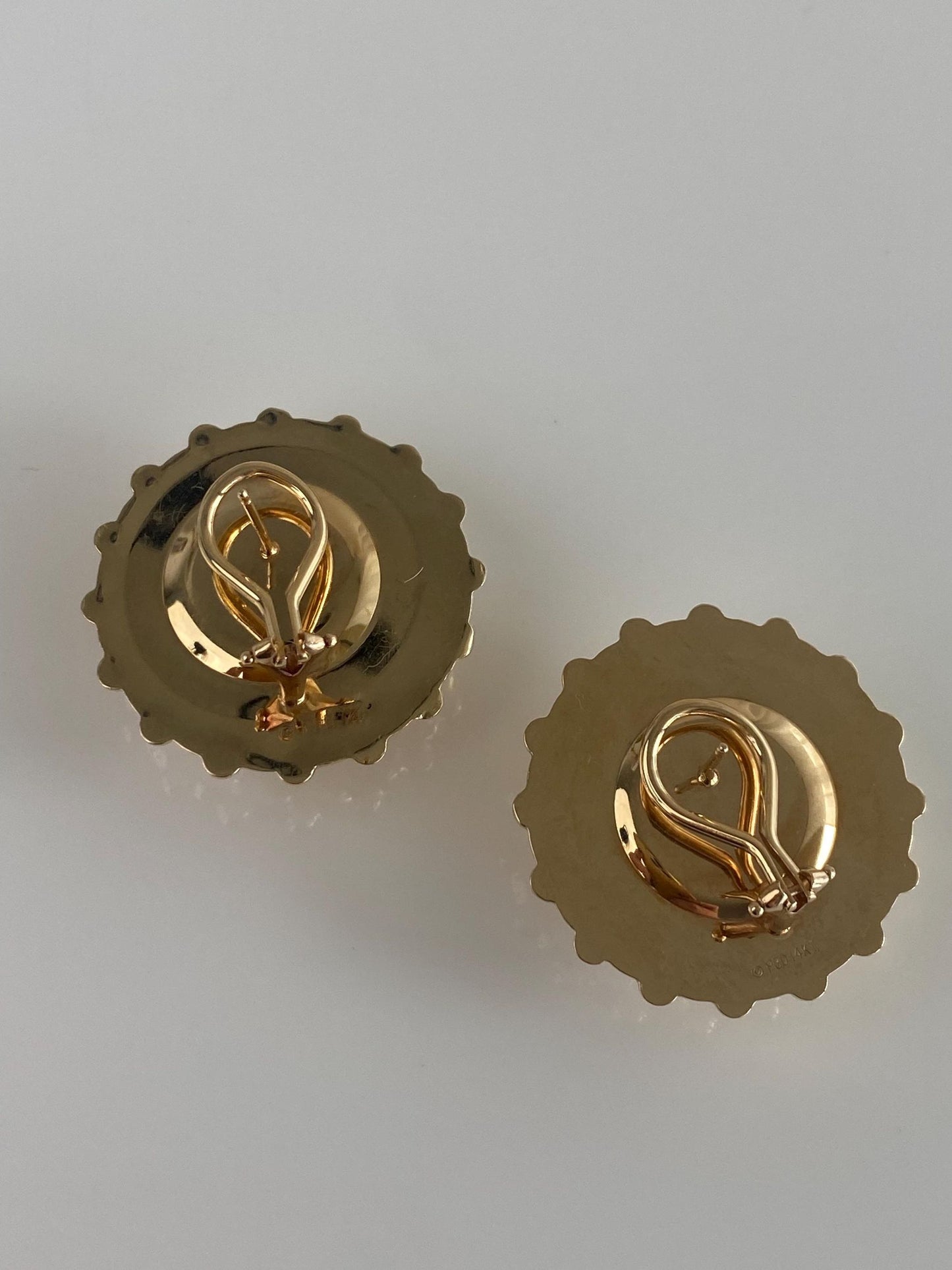 Vintage 14k Yellow Gold Large Circles Design Drop Earrings