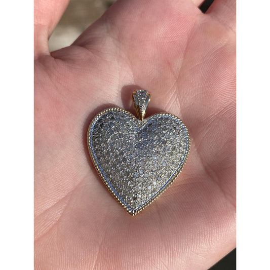Vintage Solid 14k White & Yellow Gold Diamond Heart Charm