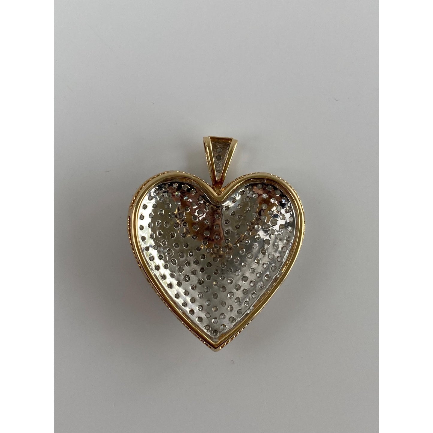 Vintage Solid 14k White & Yellow Gold Diamond Heart Charm