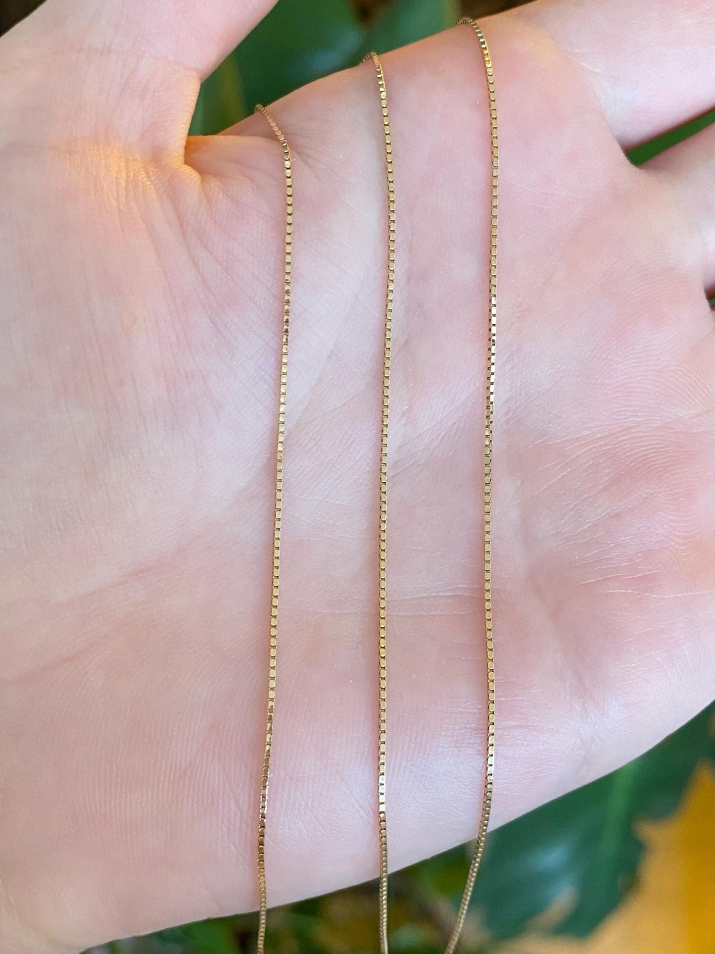 Vintage Solid 14k Yellow Gold Dainty Box Chain Necklace - 19 inches