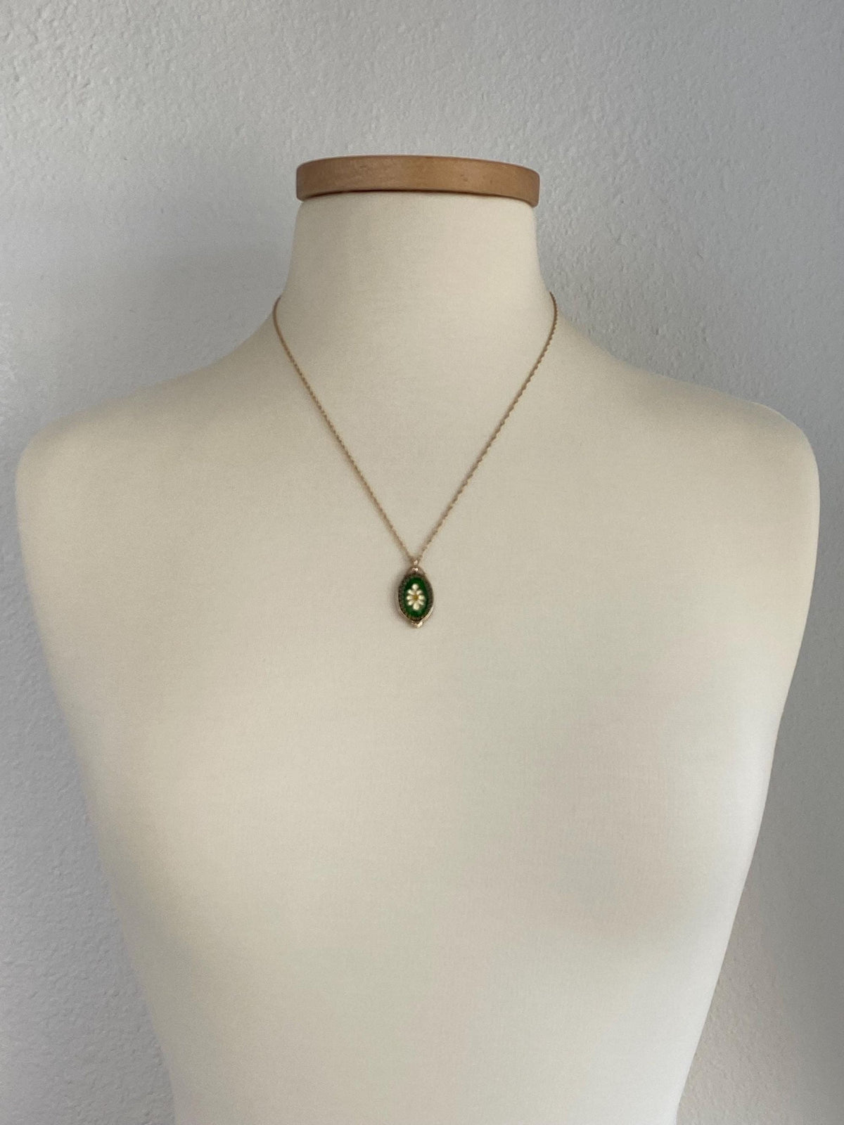 Vintage Solid 14k Yellow Gold Enamel Cloisonne Floral Charm Chain Necklace - 21 inches