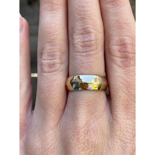 Vintage Solid 14k Yellow Gold Worn Design Ring Band - Size 6