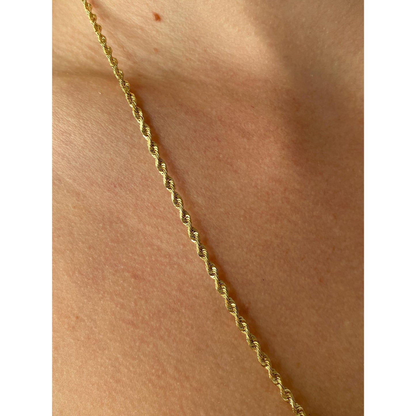 Vintage Solid 14k Yellow Gold Rope Chain Necklace - 22.75 inches