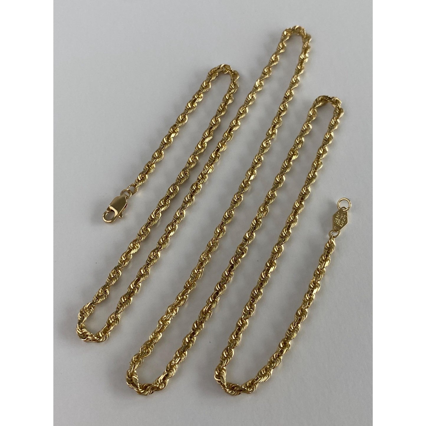 Vintage Solid 14k Yellow Gold Rope Chain Necklace - 22.75 inches