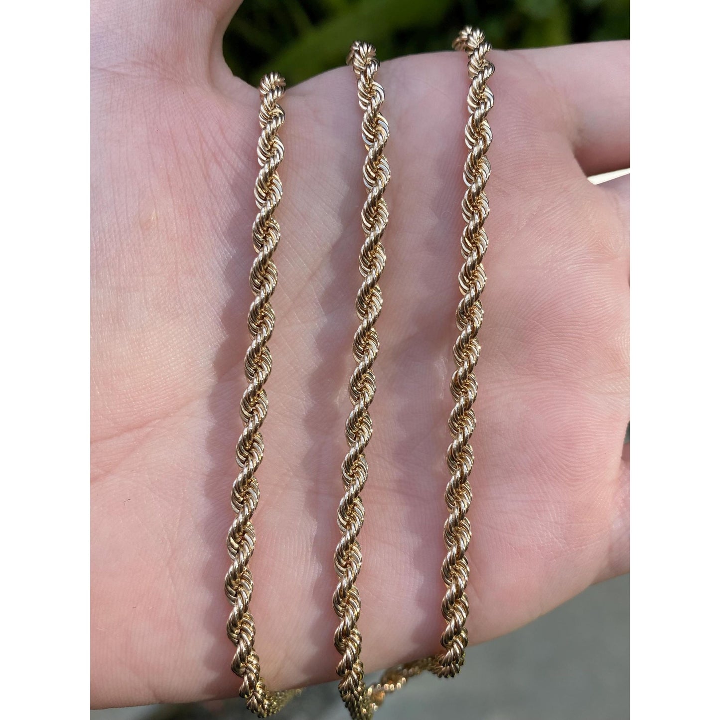 Vintage Solid 14k Yellow Gold Rope Chain Necklace - 24.75 inches
