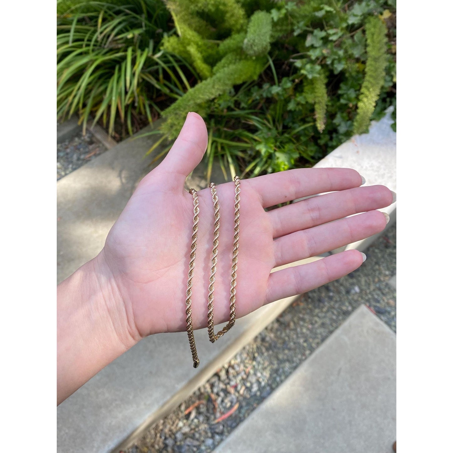 Vintage Solid 14k Yellow Gold Rope Chain Necklace - 24.75 inches