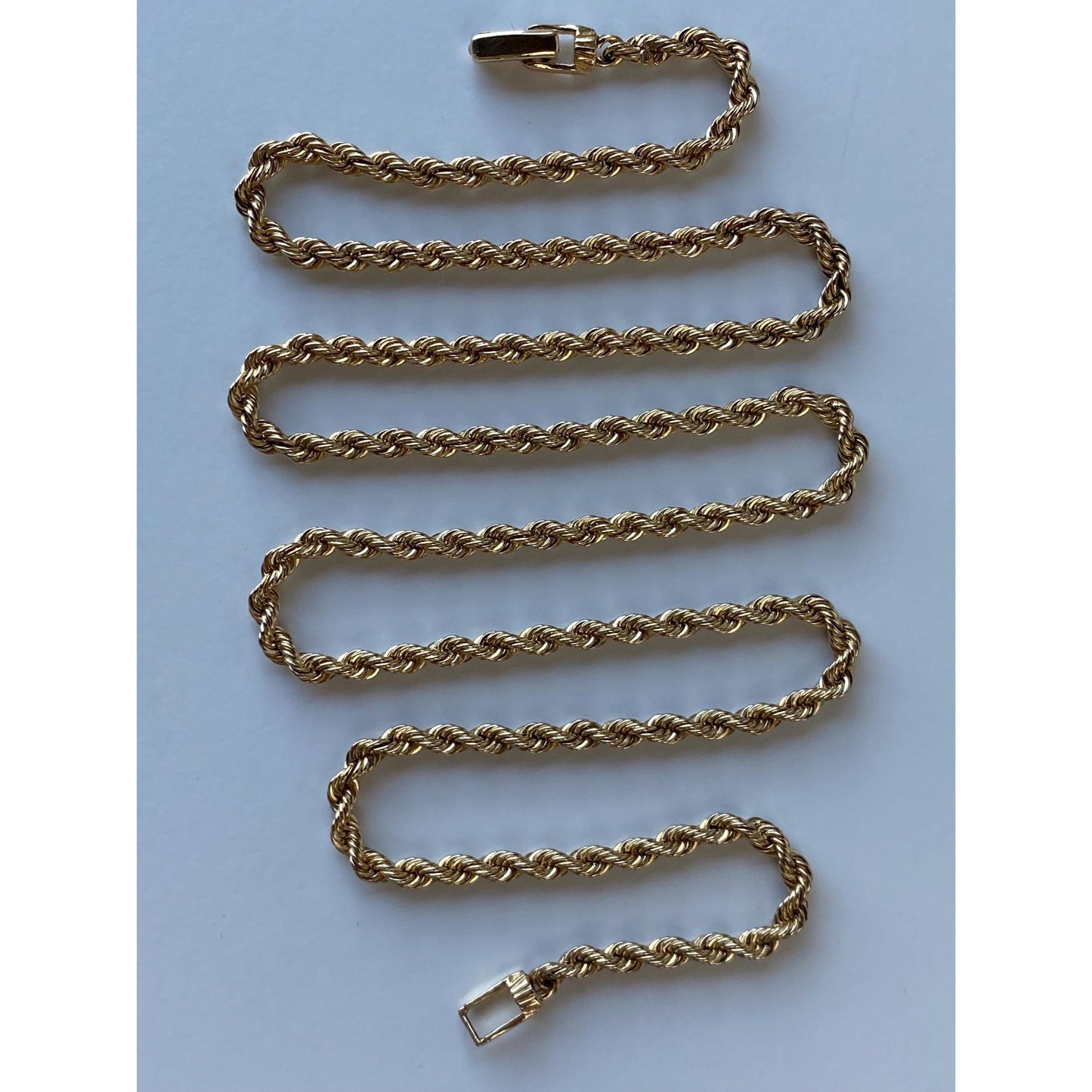 Vintage Solid 14k Yellow Gold Rope Chain Necklace - 24.75 inches