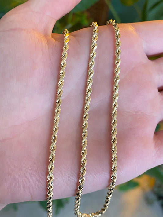 Vintage 14k Yellow Gold Diamond Cut Rope Chain Necklace - 20 inches