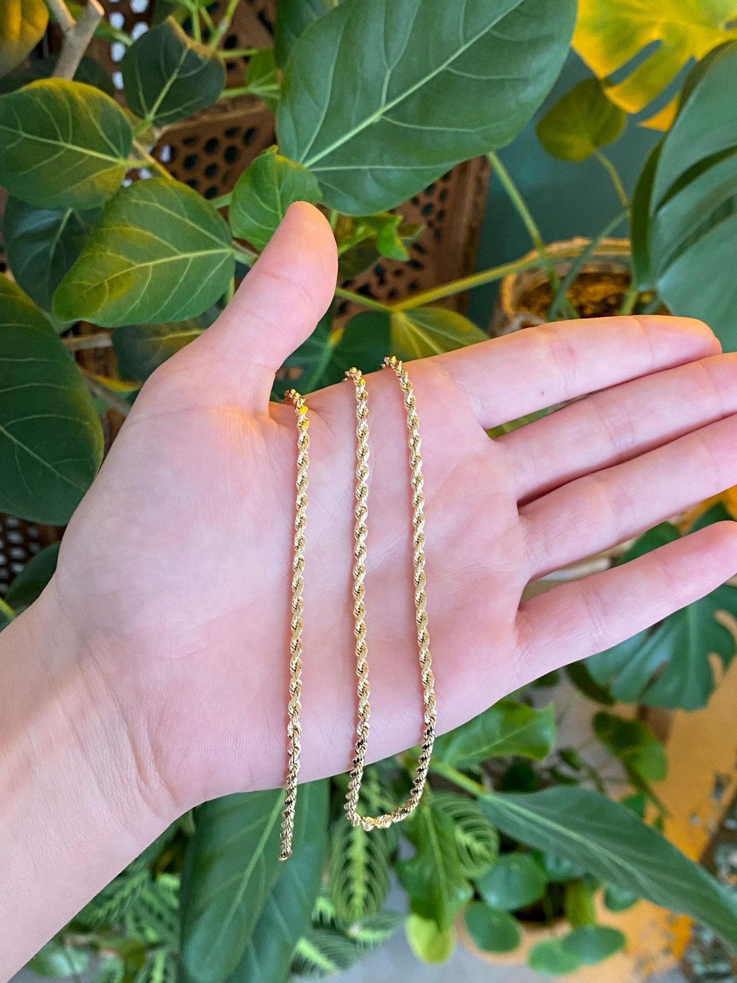 Vintage 14k Yellow Gold Diamond Cut Rope Chain Necklace - 20 inches