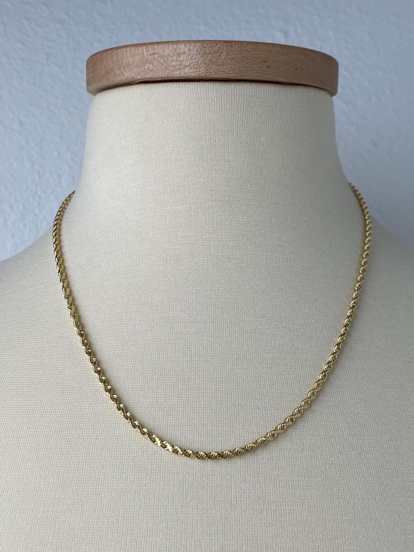Vintage 14k Yellow Gold Diamond Cut Rope Chain Necklace - 20 inches