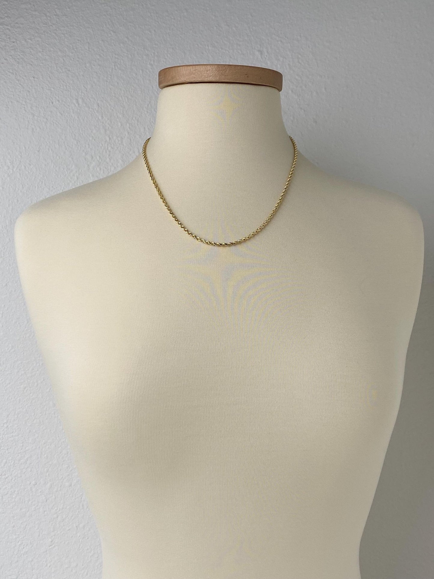 Vintage 14k Yellow Gold Diamond Cut Rope Chain Necklace - 20 inches