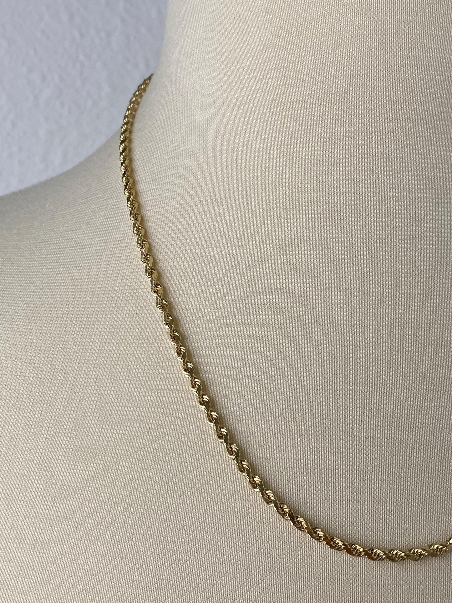 Vintage 14k Yellow Gold Diamond Cut Rope Chain Necklace - 20 inches