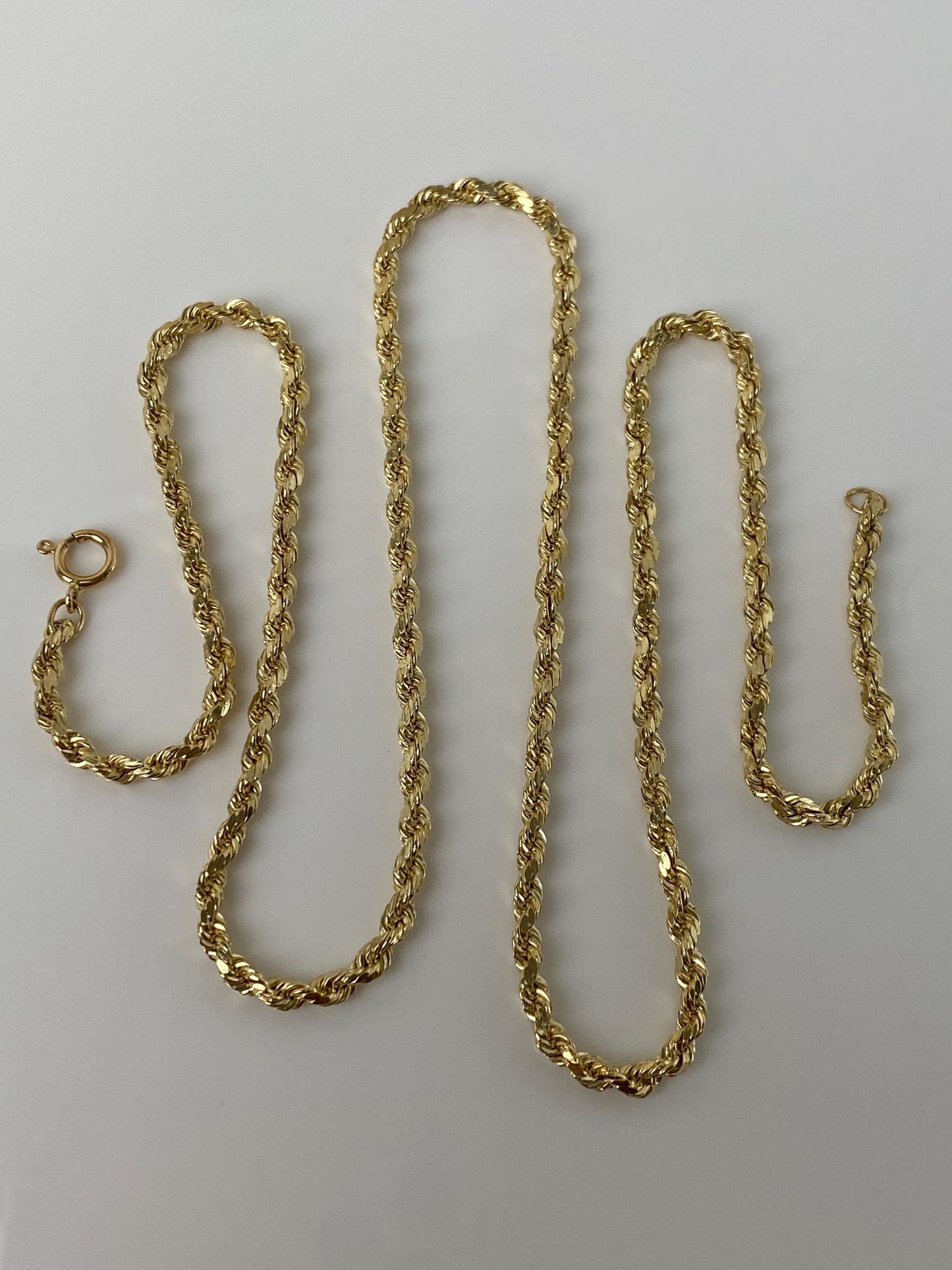 Vintage 14k Yellow Gold Diamond Cut Rope Chain Necklace - 20 inches