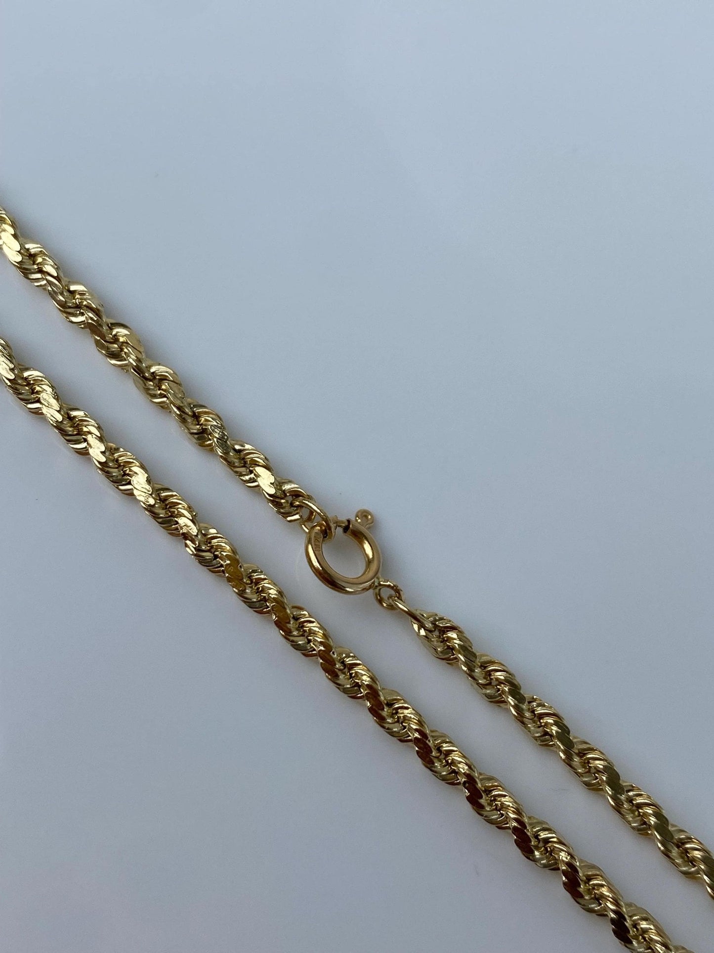 Vintage 14k Yellow Gold Diamond Cut Rope Chain Necklace - 20 inches