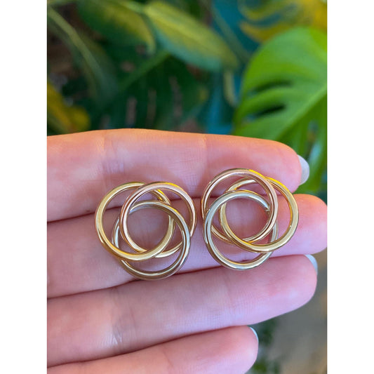 Vintage 14k Tri Tone Gold Knot Stud Earrings