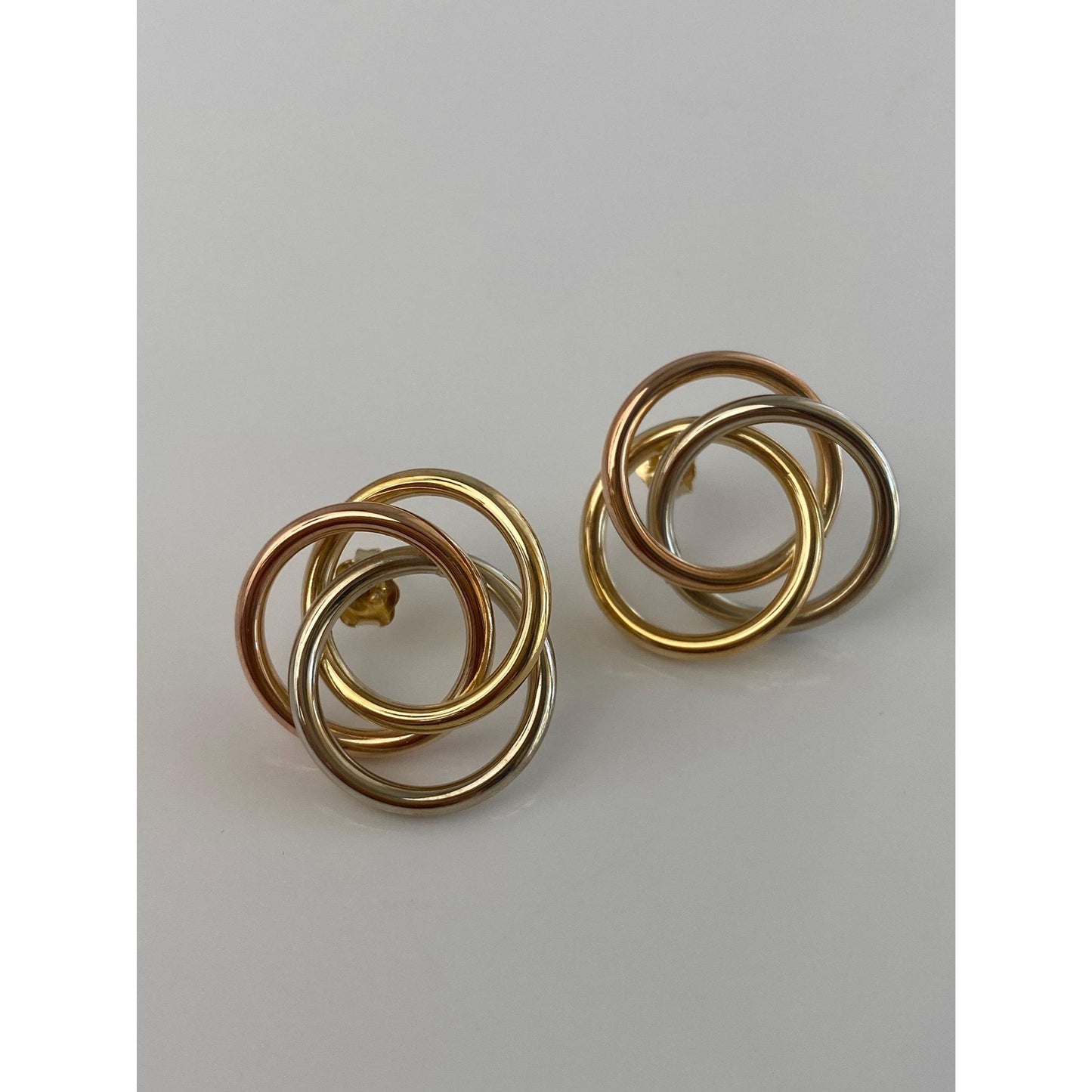 Vintage 14k Tri Tone Gold Knot Stud Earrings