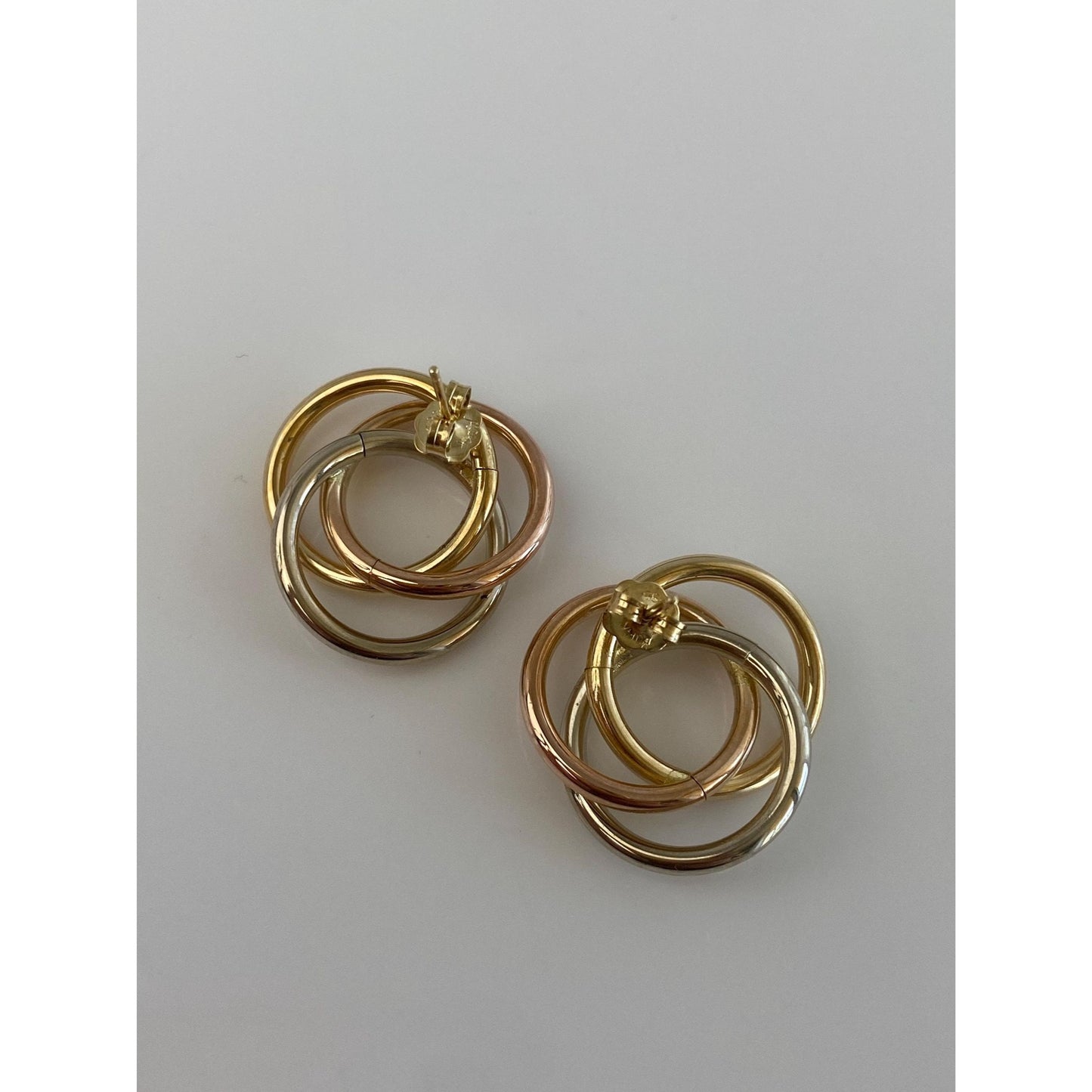 Vintage 14k Tri Tone Gold Knot Stud Earrings