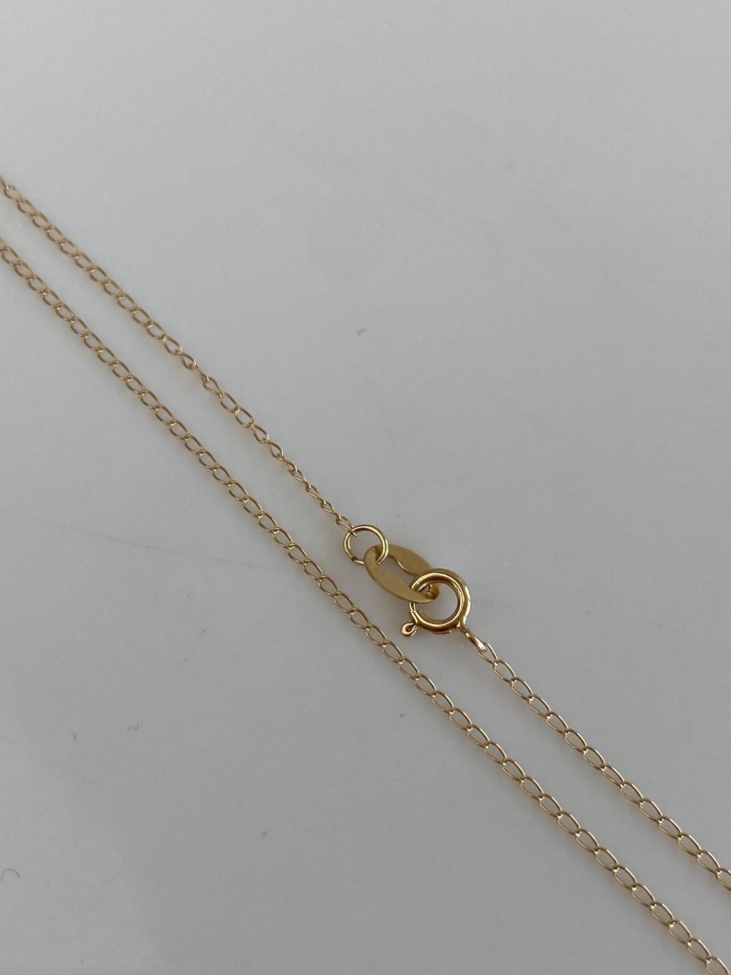 Vintage Solid 14k Yellow Gold Dainty Elongated Curb Chain Necklace - 16.25 inches