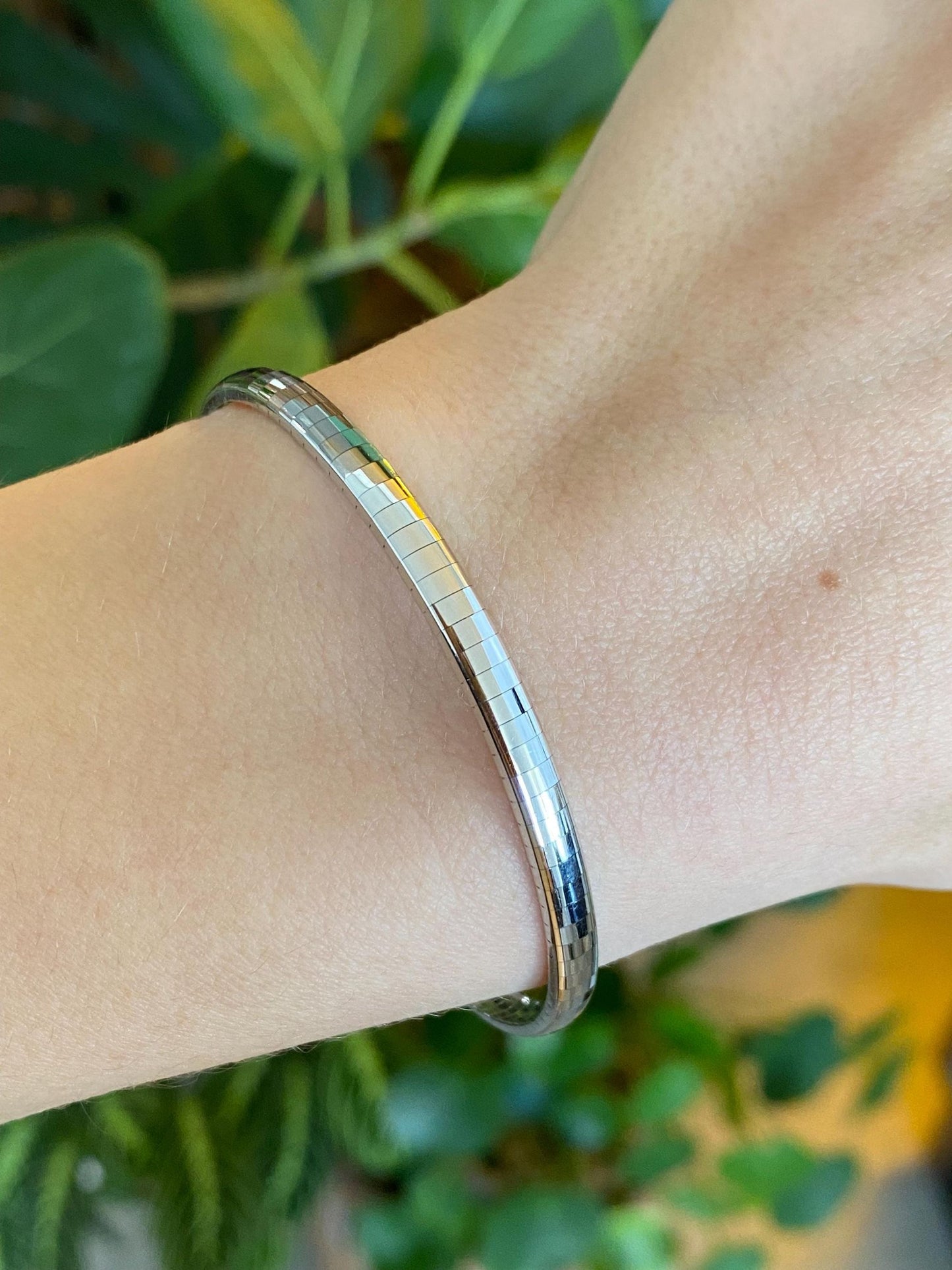 Vintage Solid 14k White Gold Omega Chain Bracelet - 7 Inches
