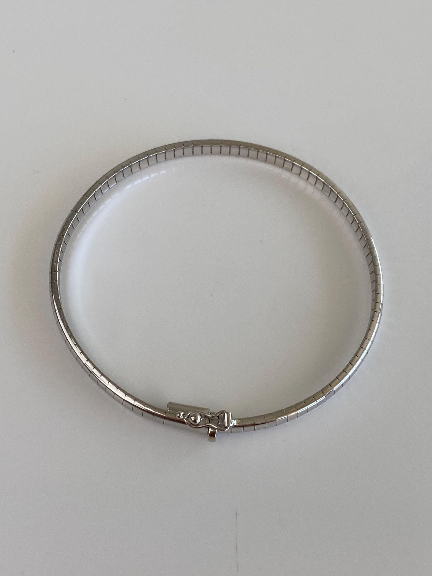 Vintage Solid 14k White Gold Omega Chain Bracelet - 7 Inches