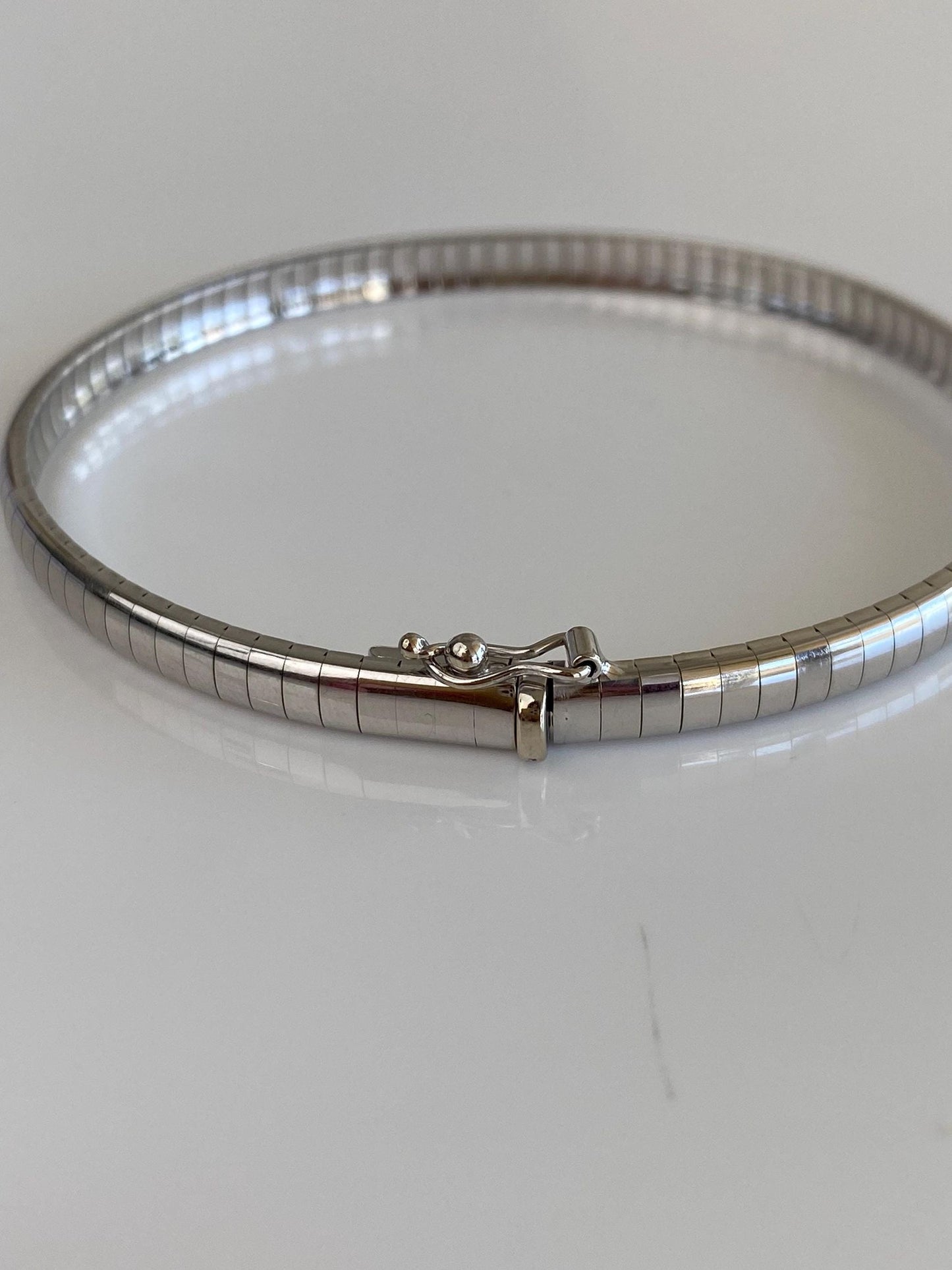 Vintage Solid 14k White Gold Omega Chain Bracelet - 7 Inches