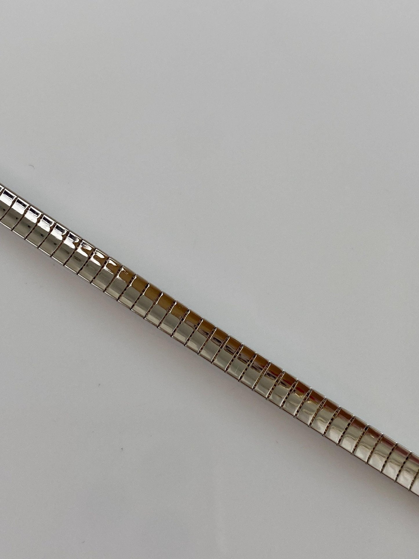 Vintage Solid 14k White Gold Omega Chain Bracelet - 7 Inches