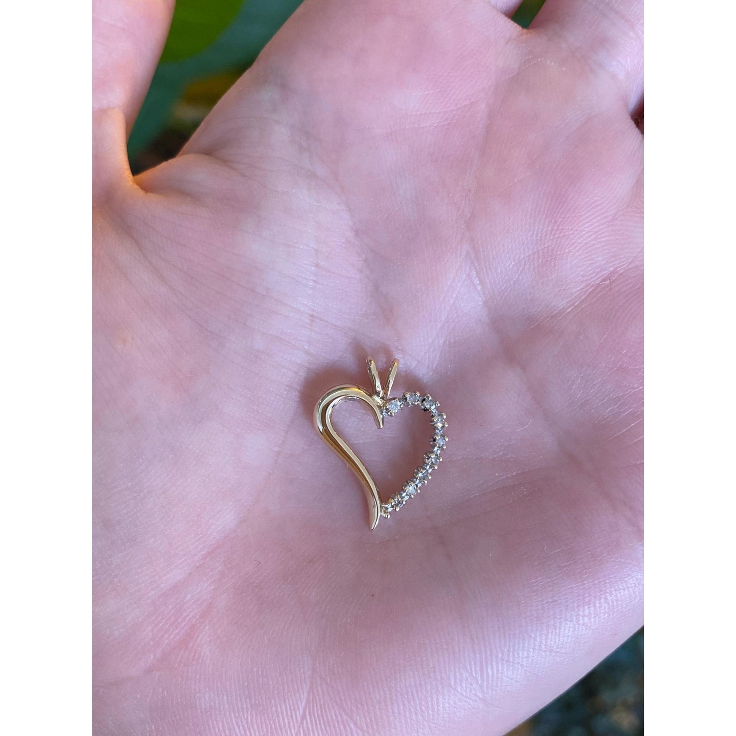 Solid 14k Yellow Gold Diamond Heart Charm