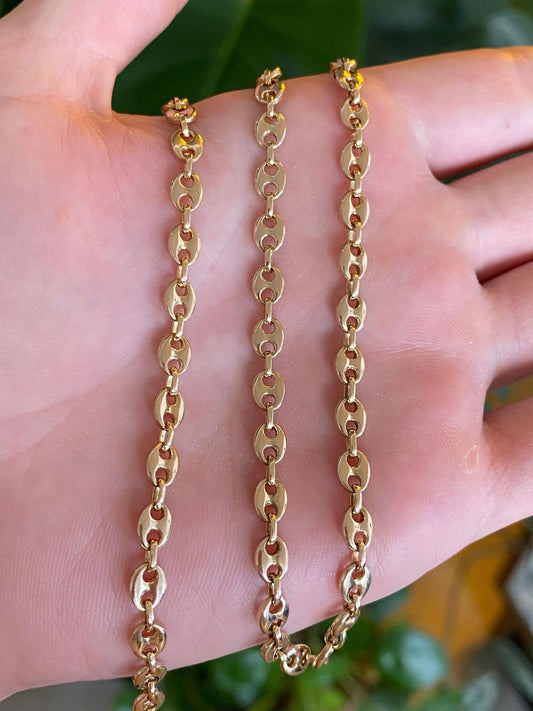 Solid 14k Yellow Gold Mariner Link Chain Necklace - 18.25 inches