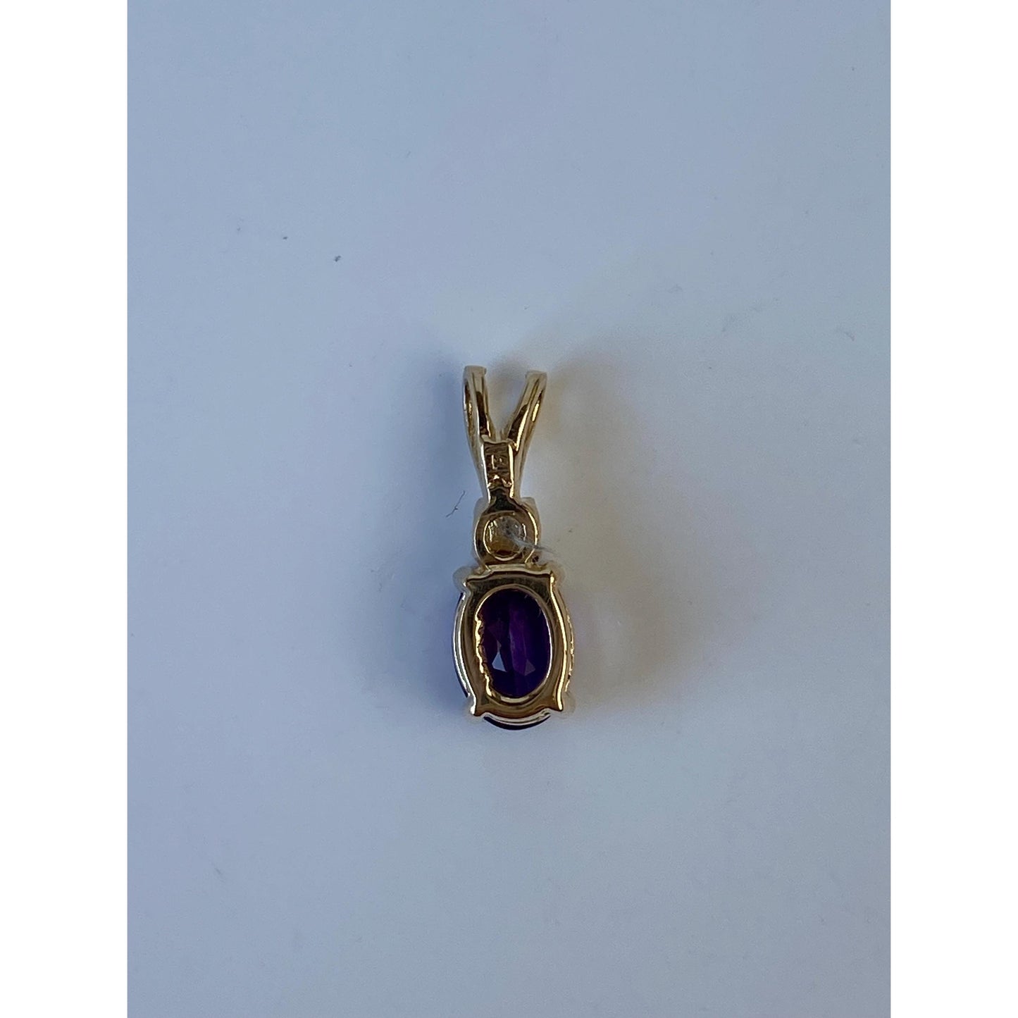 Vintage Solid 14k Yellow Gold Amethyst Diamond Charm