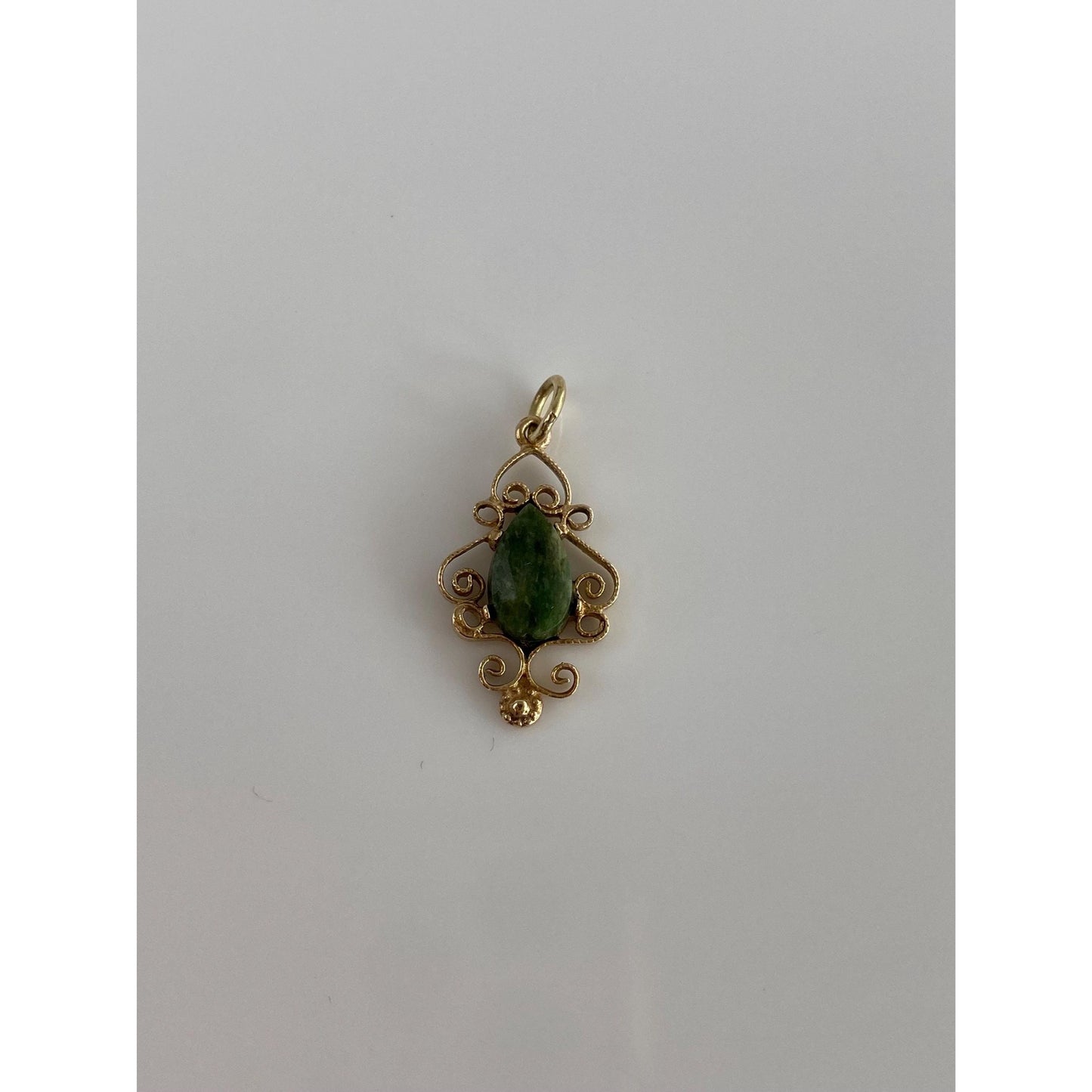 Vintage Solid 14k Yellow Gold Nephrite Stick Pin Conversion Charm