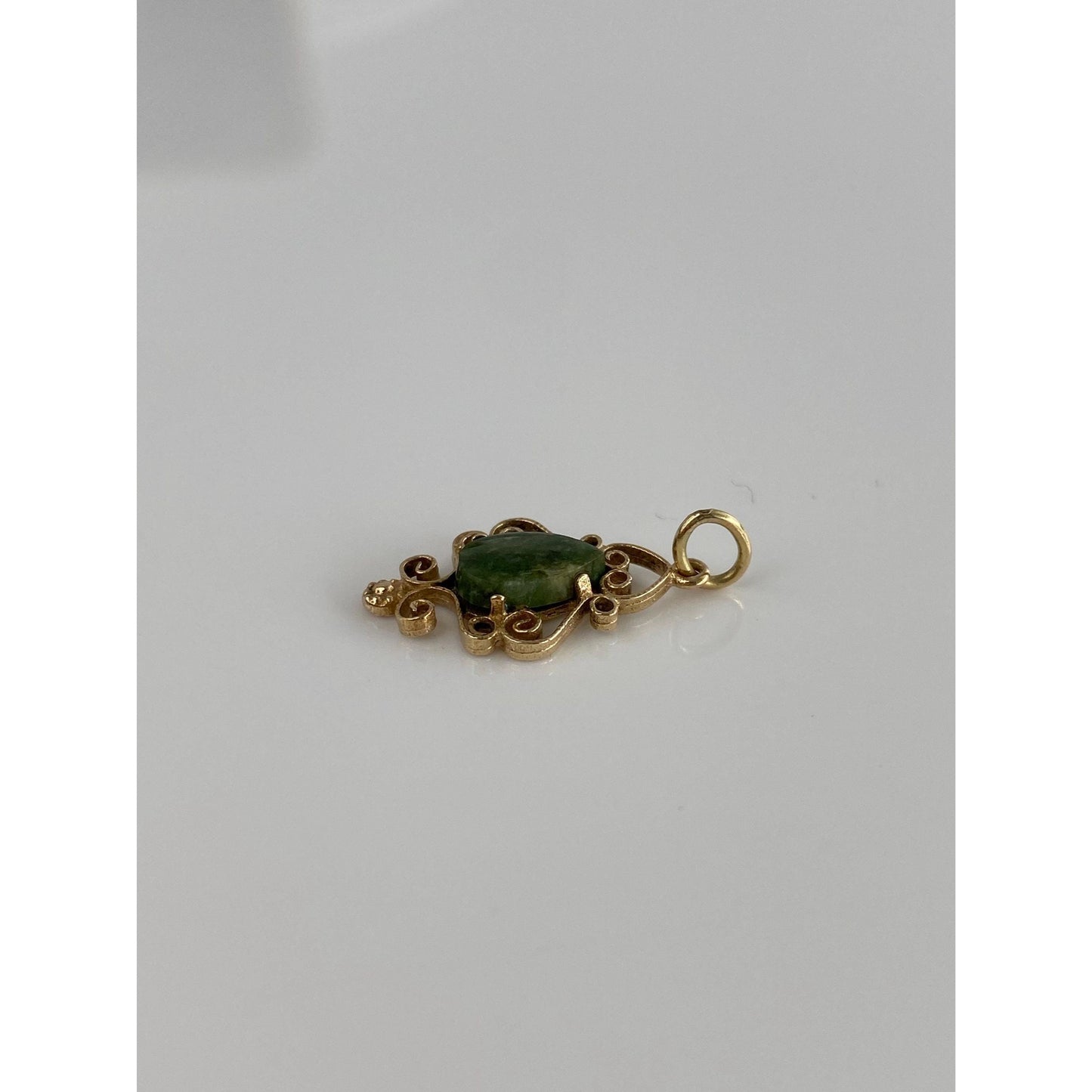 Vintage Solid 14k Yellow Gold Nephrite Stick Pin Conversion Charm