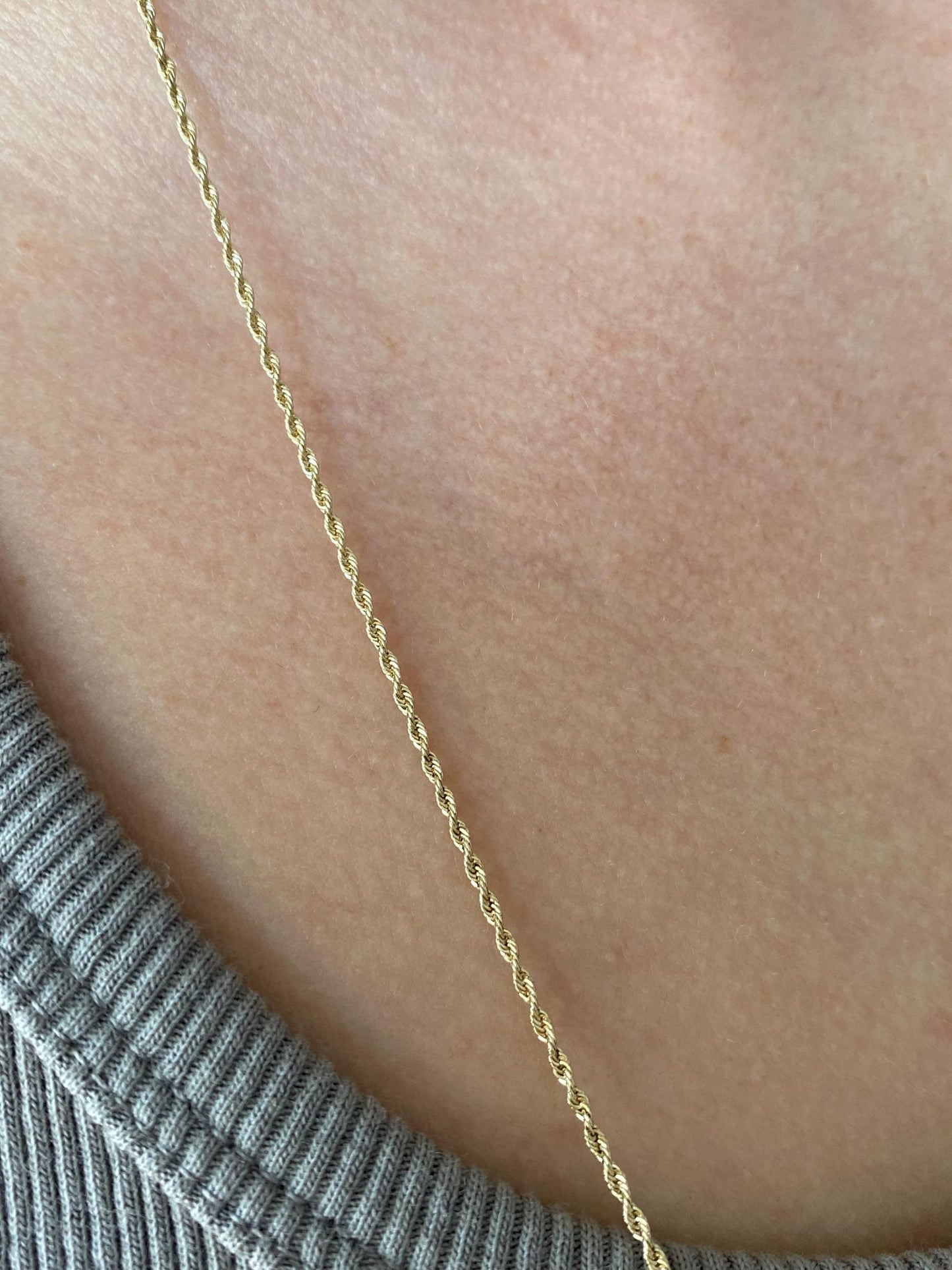 Vintage Solid 14k Yellow Gold Long Dainty Chain Necklace - 27 inches