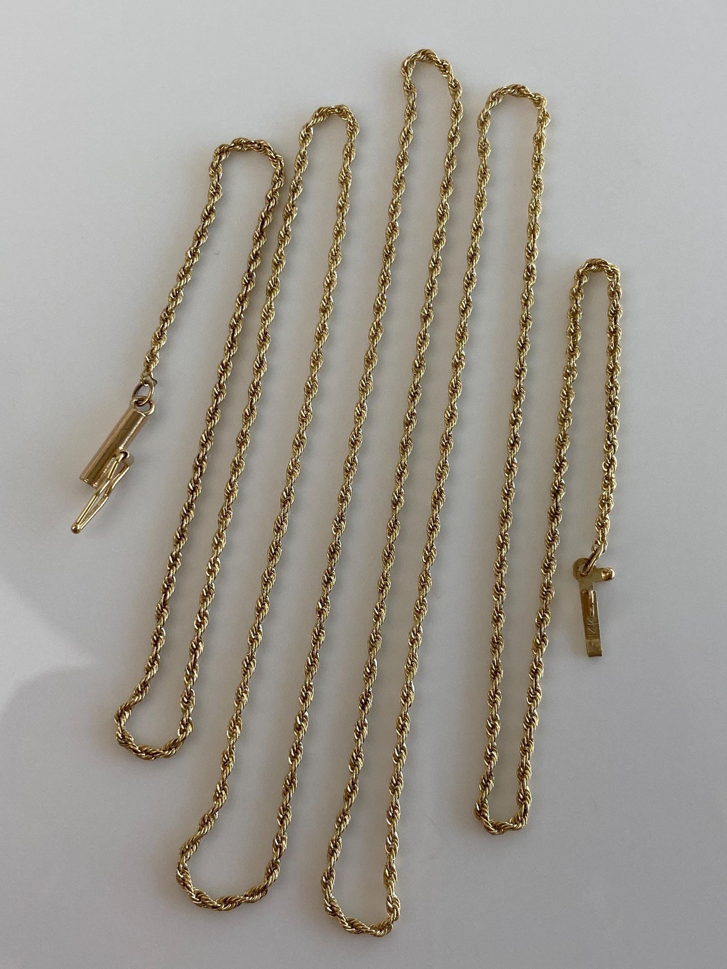 Vintage Solid 14k Yellow Gold Long Dainty Chain Necklace - 27 inches