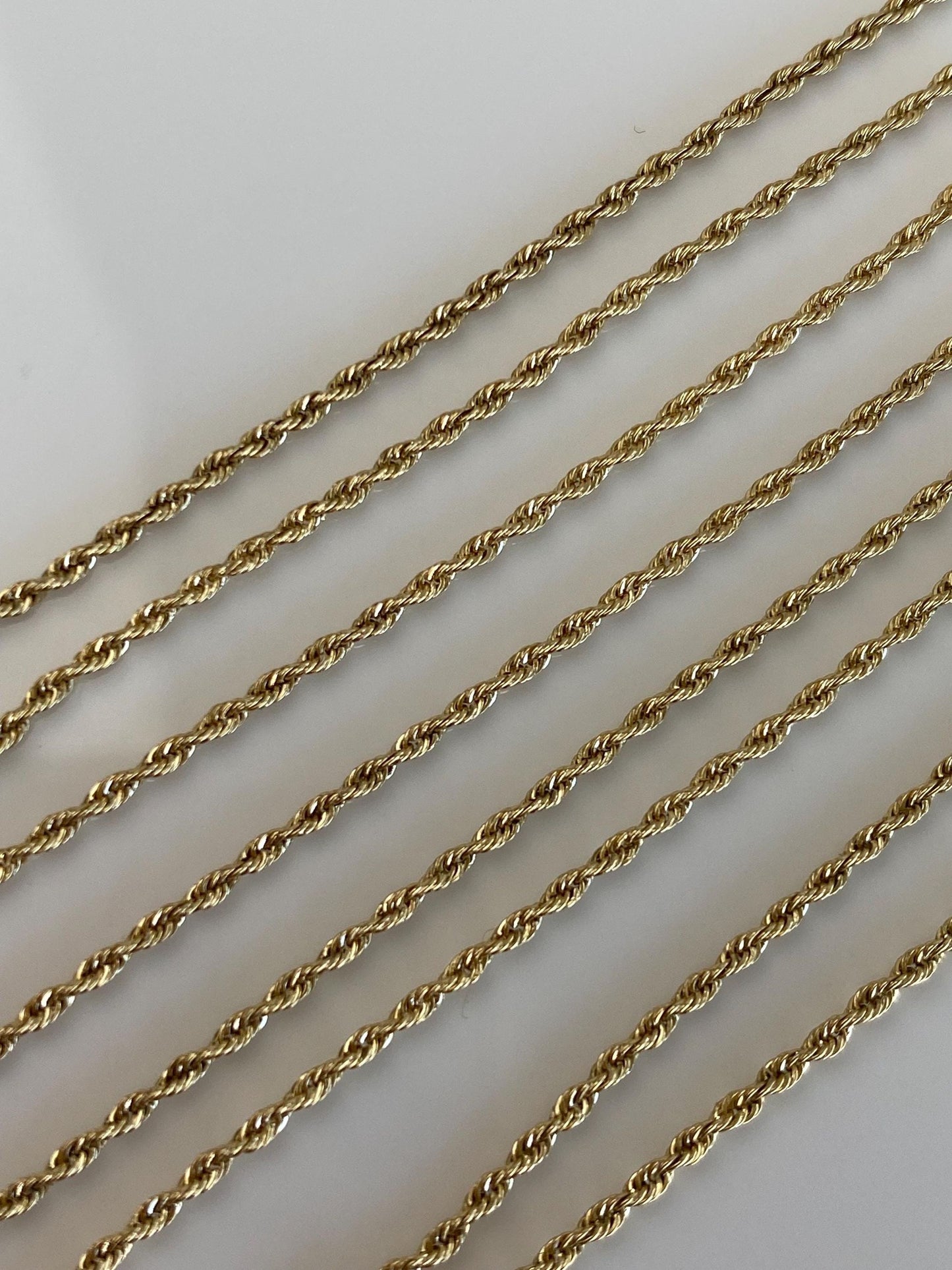 Vintage Solid 14k Yellow Gold Long Dainty Chain Necklace - 27 inches