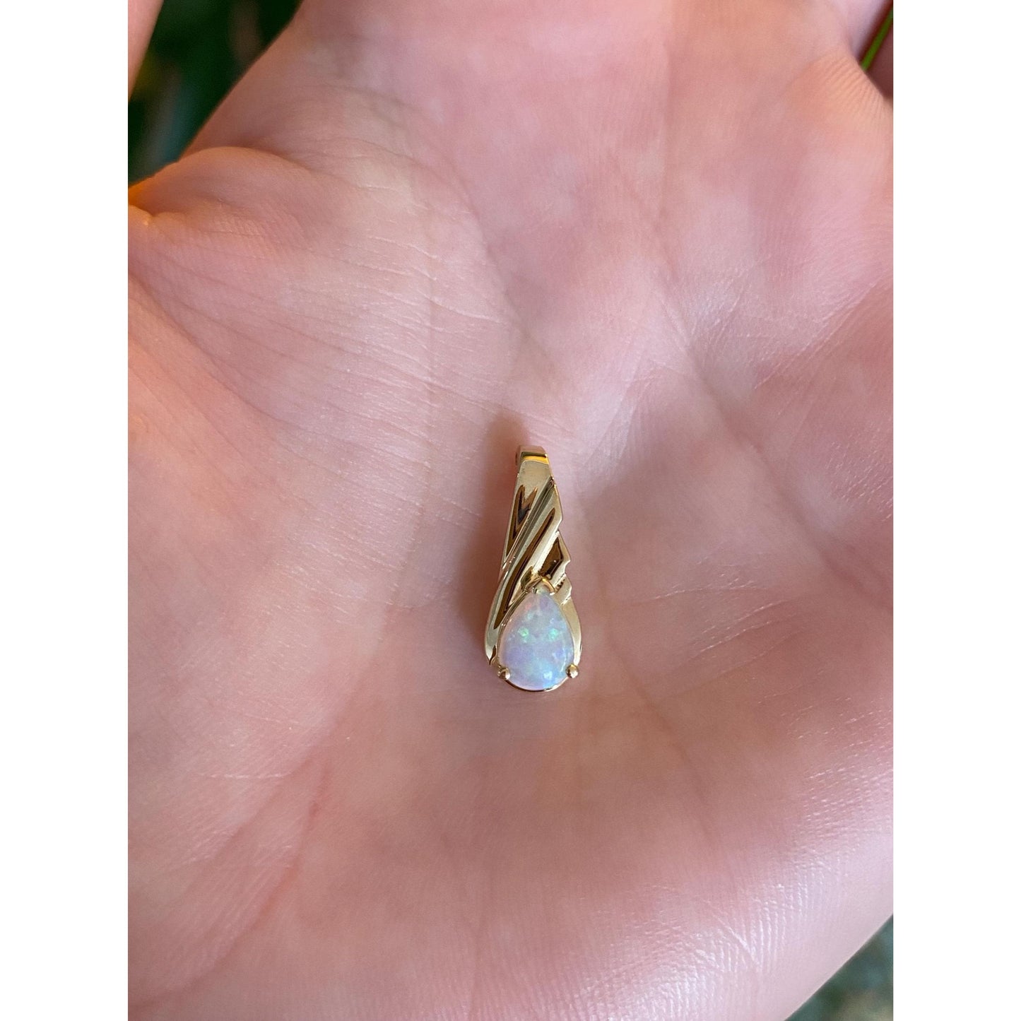 Solid 14k Yellow Gold Opal Charm