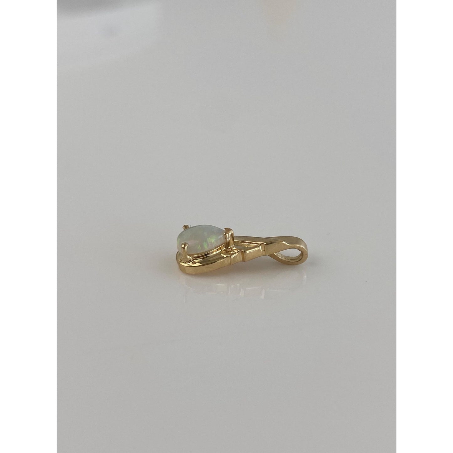 Solid 14k Yellow Gold Opal Charm