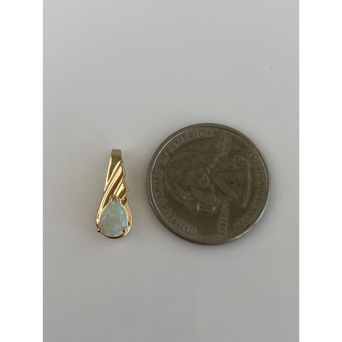 Solid 14k Yellow Gold Opal Charm