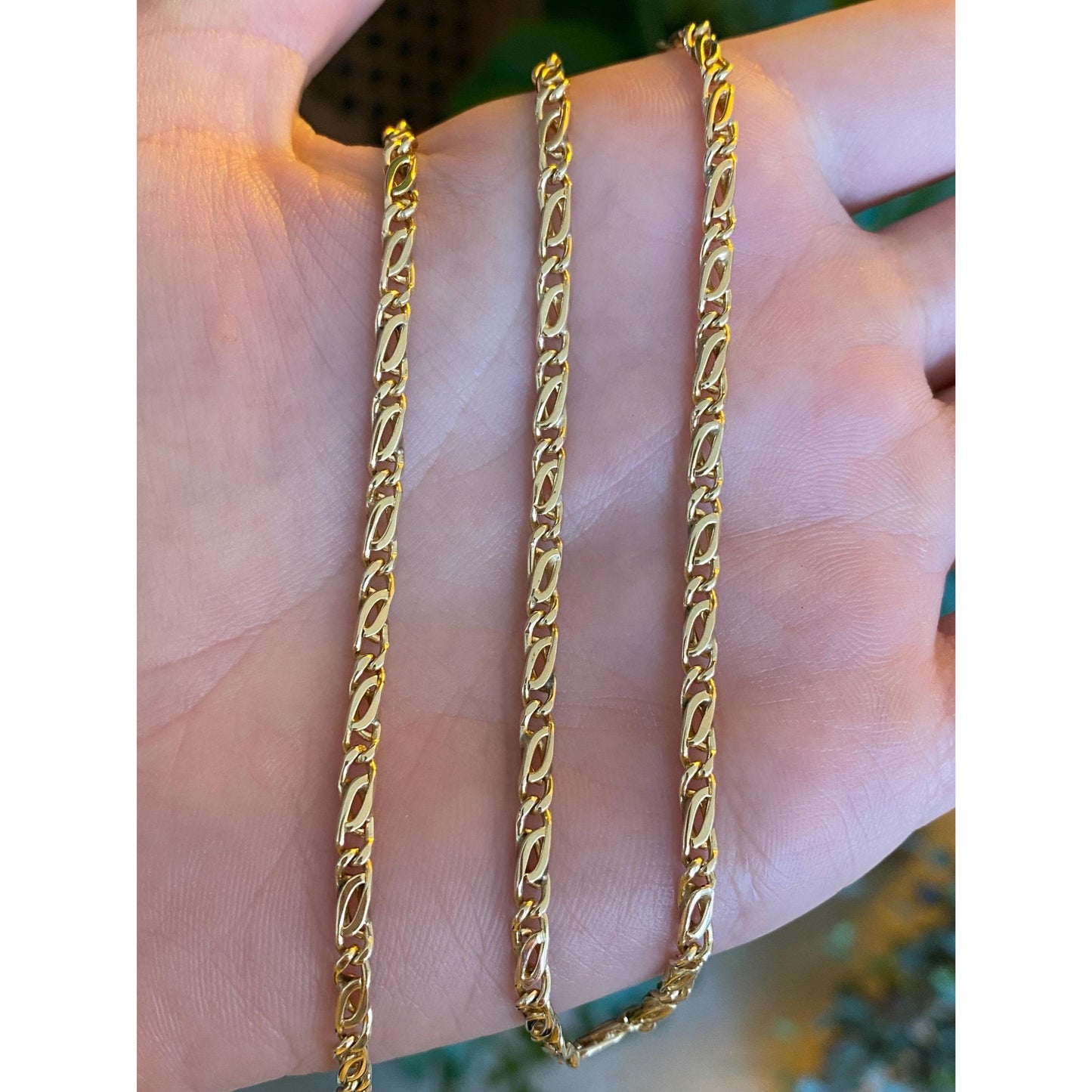 Vintage Solid 14k Yellow Gold Fancy Link Chain Necklace - 17.75 inches