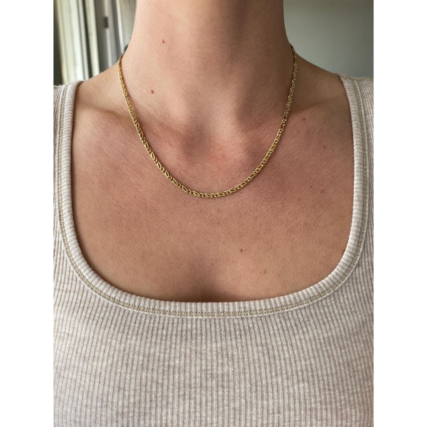 Vintage Solid 14k Yellow Gold Fancy Link Chain Necklace - 17.75 inches