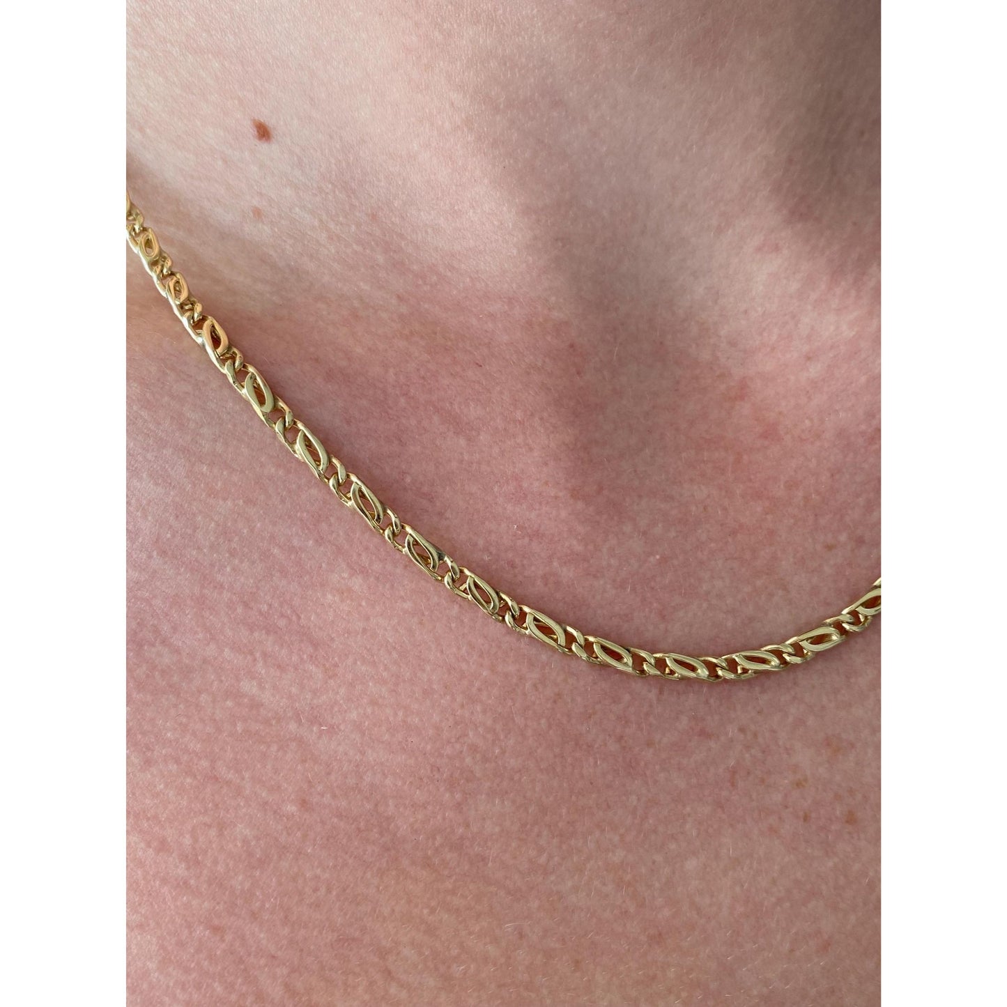 Vintage Solid 14k Yellow Gold Fancy Link Chain Necklace - 17.75 inches