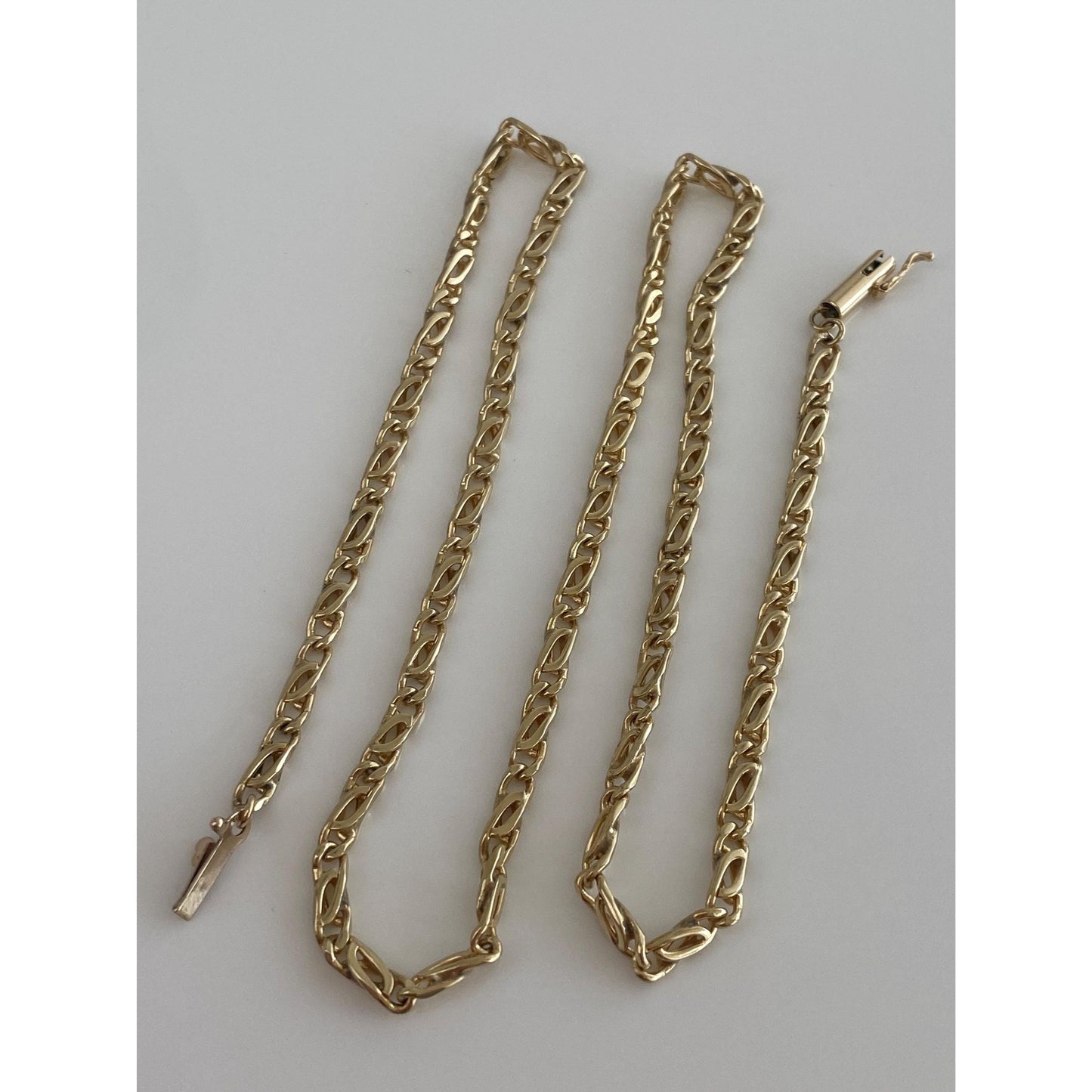 Vintage Solid 14k Yellow Gold Fancy Link Chain Necklace - 17.75 inches