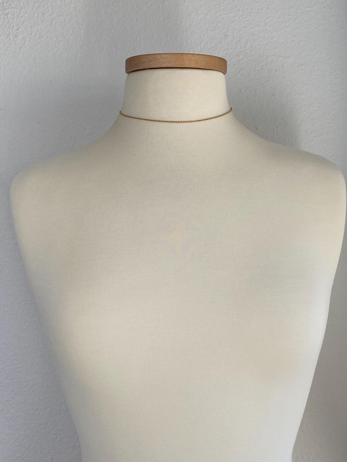 Vintage Solid 14k Yellow Gold Slim Rope Chain Necklace - 15 inches