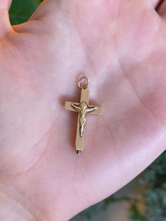 Vintage 10k Rose Gold Crucifix Charm