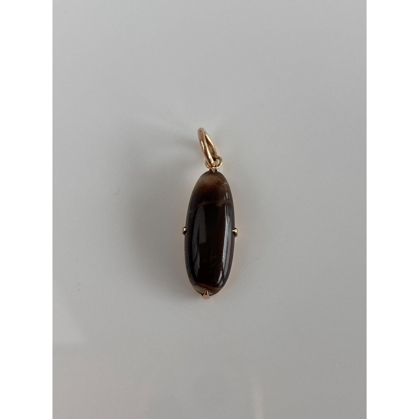 Vintage Solid 10k Yellow Gold Brown Agate Stick Pin Conversion Charm