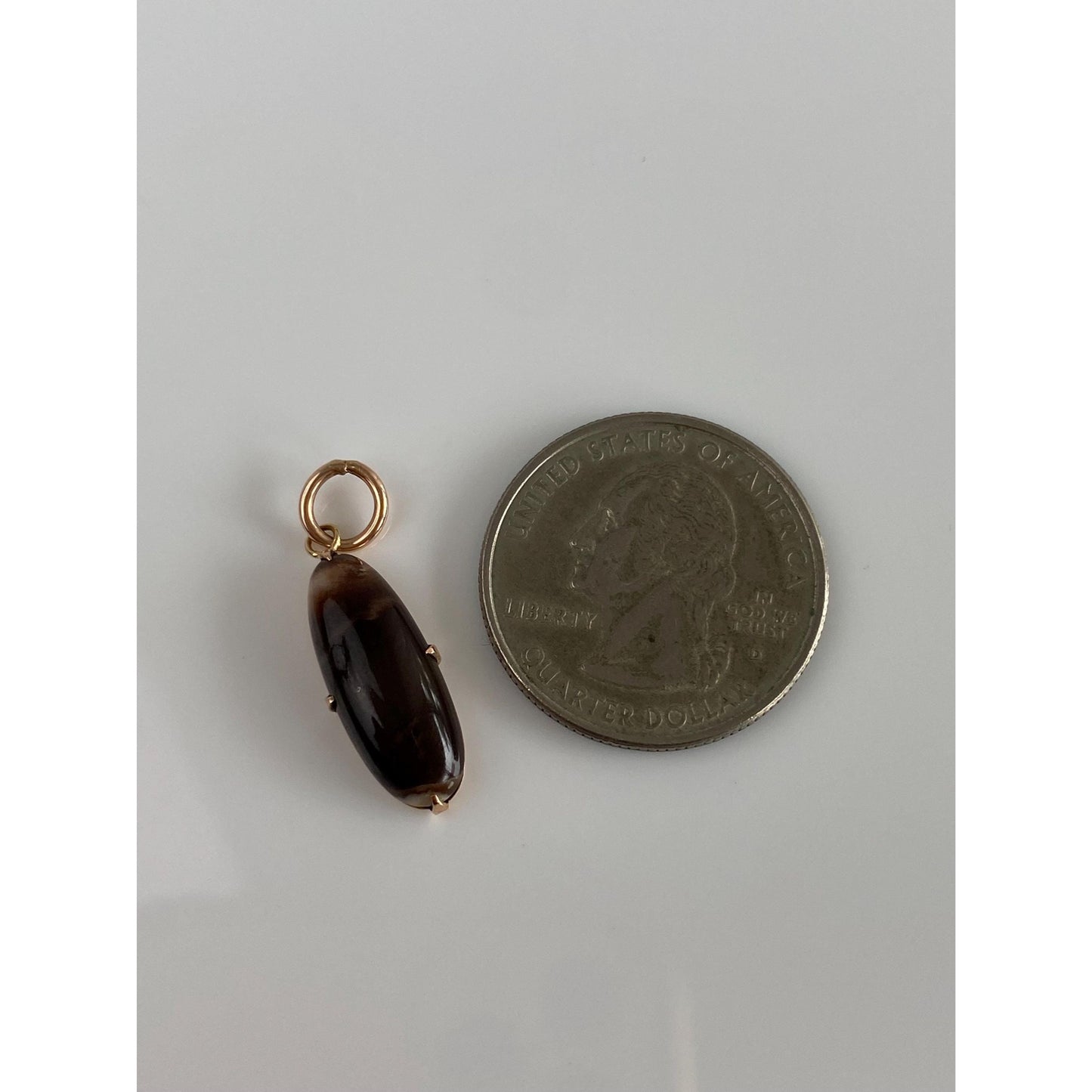 Vintage Solid 10k Yellow Gold Brown Agate Stick Pin Conversion Charm