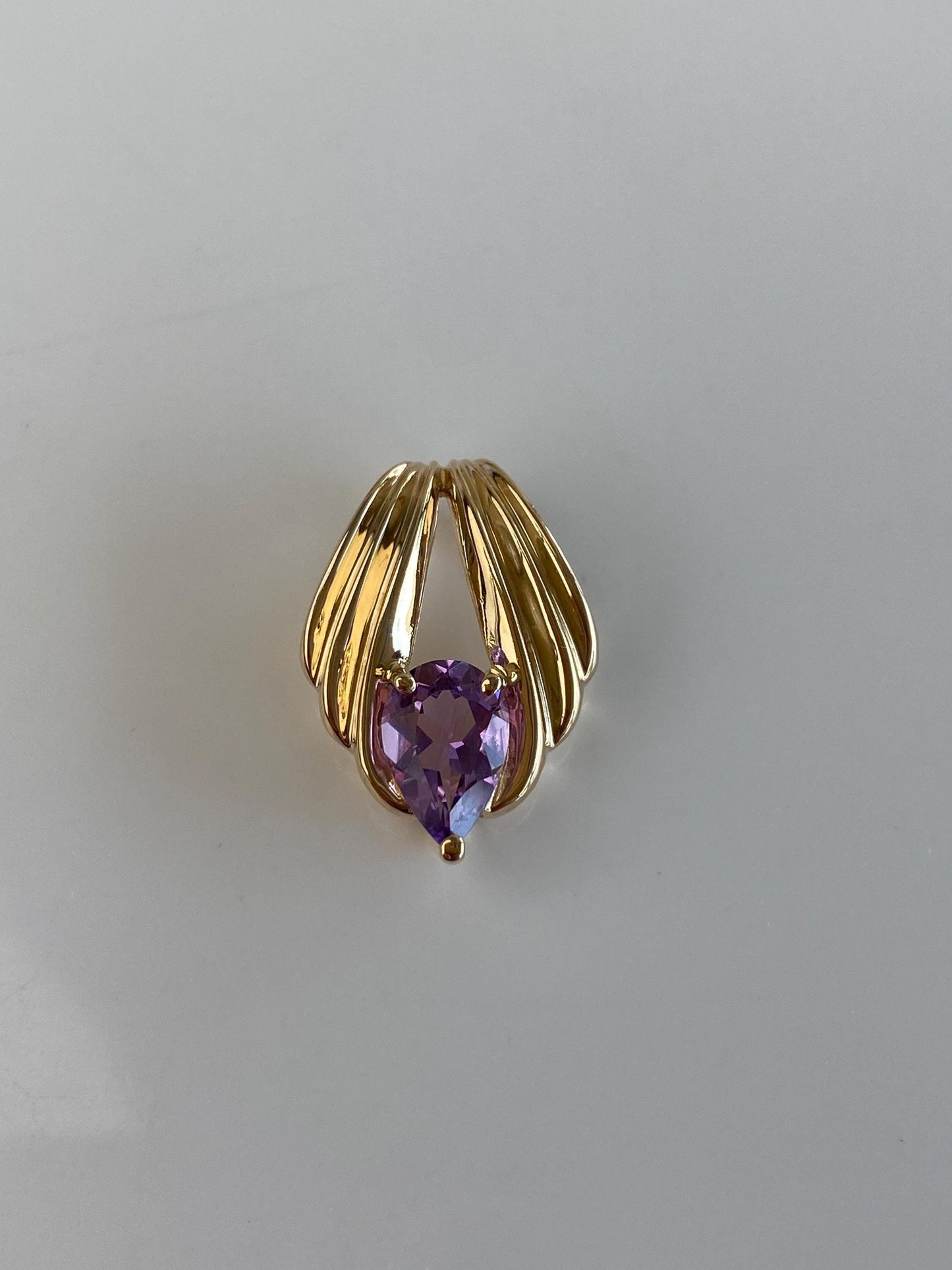 Vintage Solid 14k Yellow Gold Amethyst Slide Charm