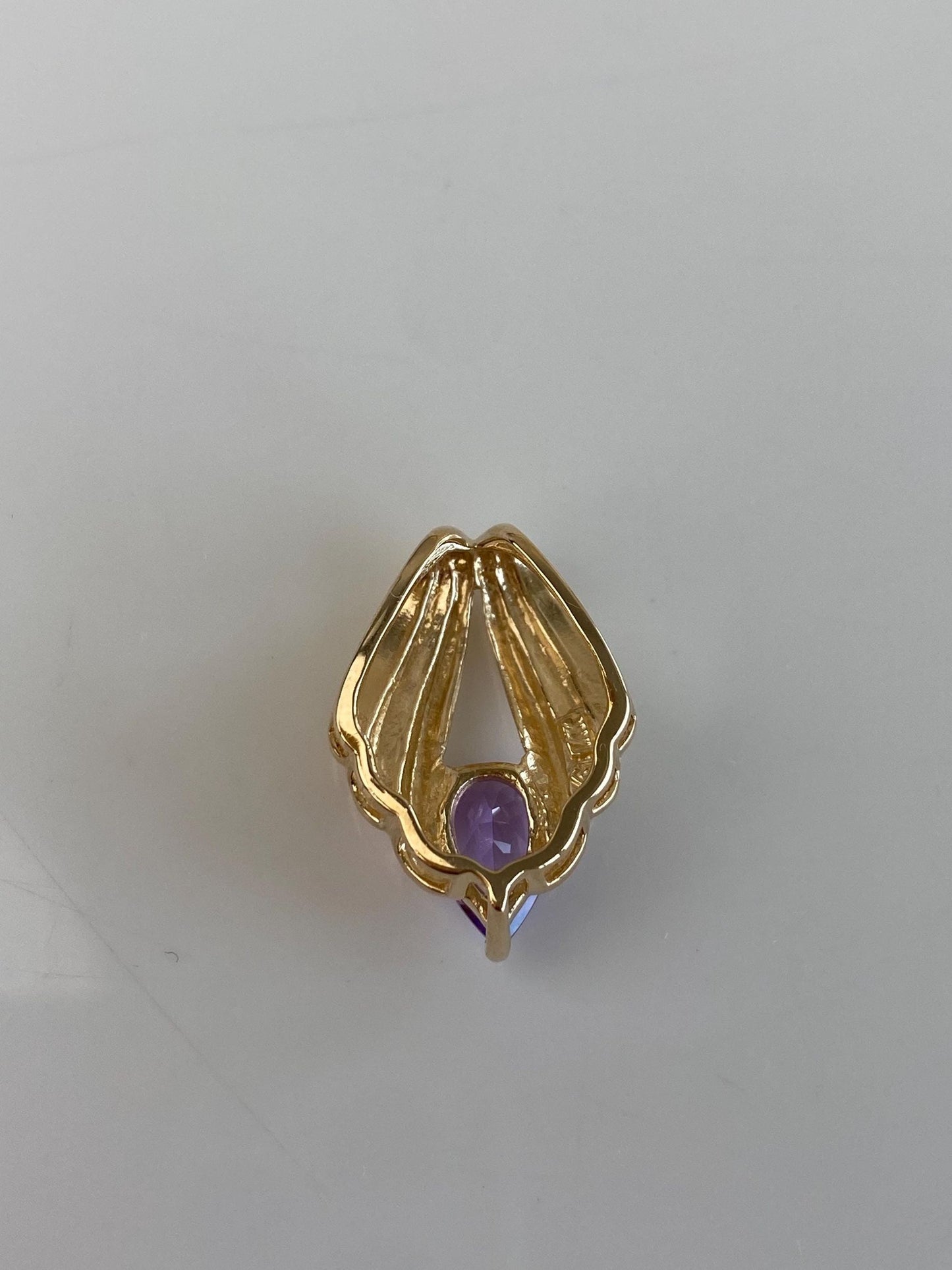 Vintage Solid 14k Yellow Gold Amethyst Slide Charm