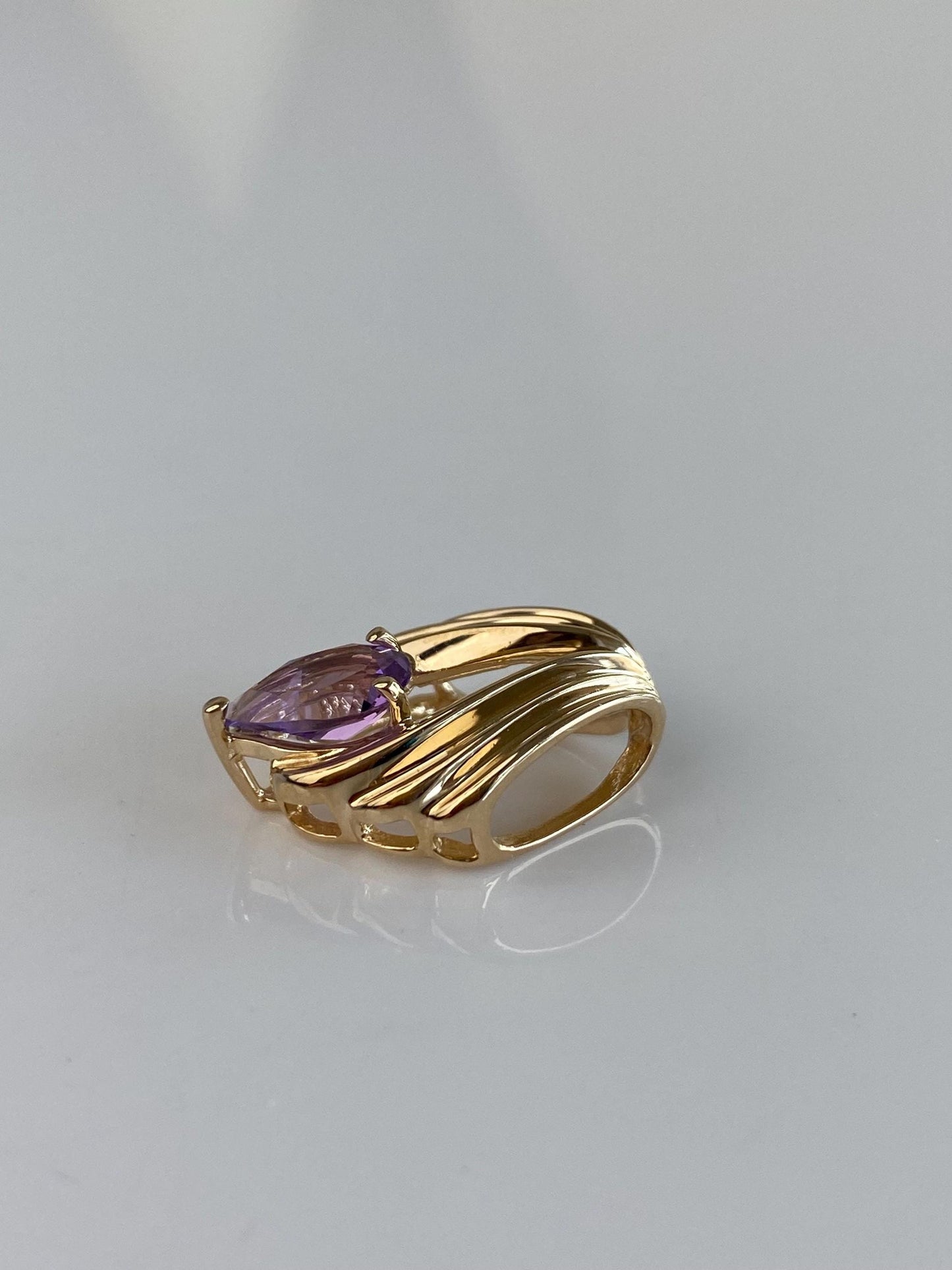 Vintage Solid 14k Yellow Gold Amethyst Slide Charm