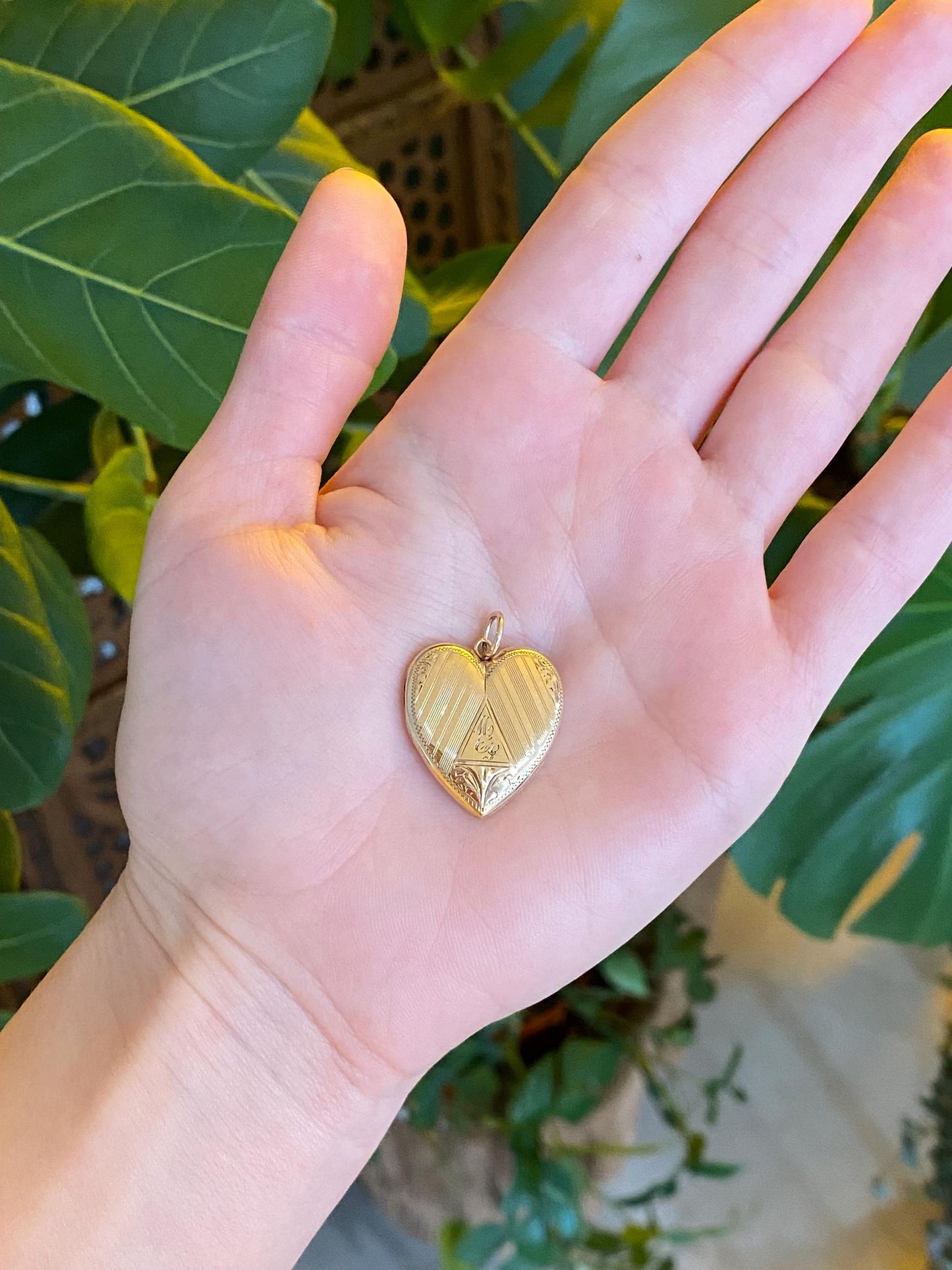 Vintage Solid 10k Yellow Gold Monogram Heart Locket Charm