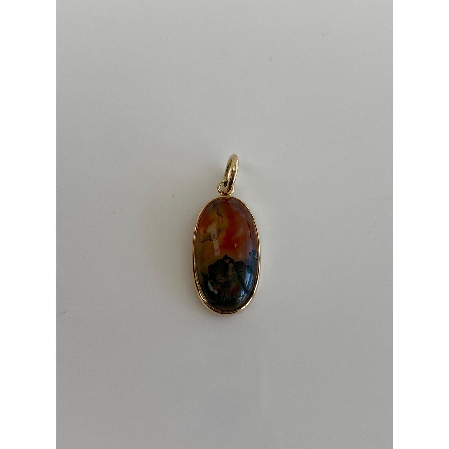 Vintage Solid 14k Yellow Gold Agate Charm
